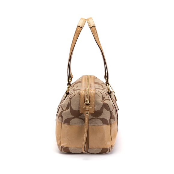 Authentic Coach handbag in brown/tan “C” monogram and gold sparkle accents - Picture 3 of 12